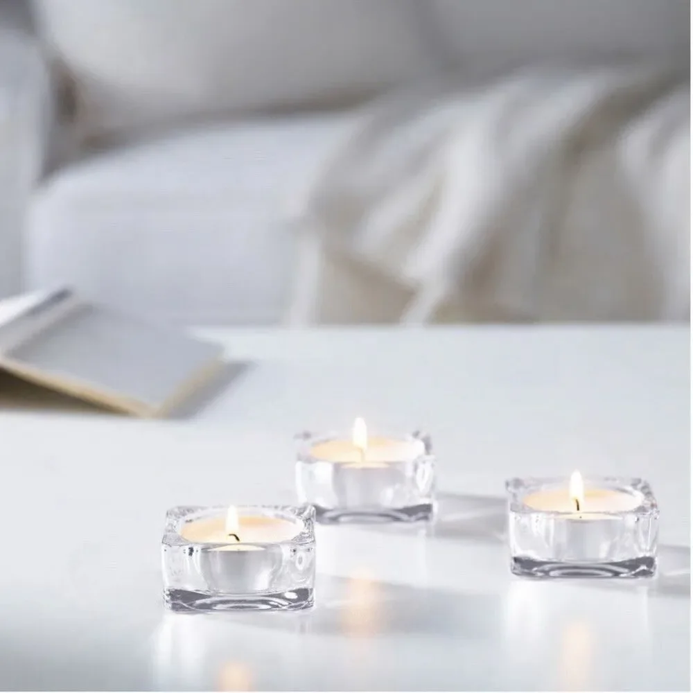 IKEA GLIMMA 24 Pack Tea Light Candles Large Unscented 9 Hour Burn White New